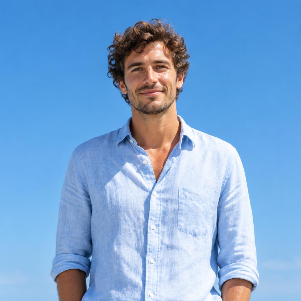Un voyageur sous un ciel bleu